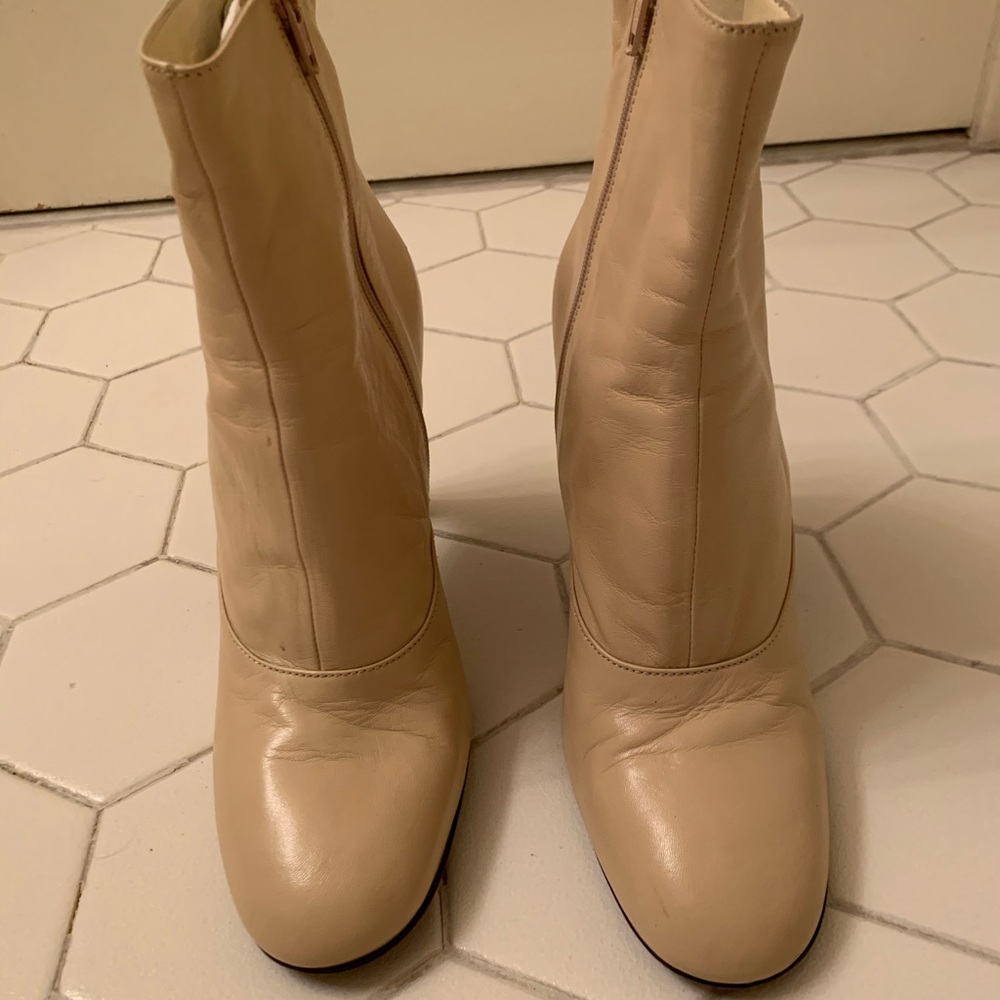 Miu Miu Creme Round Toe Booties - image 1